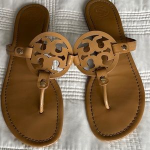 Tory Burch Miller sandal nude patent used size 10